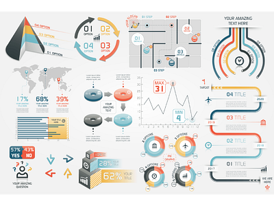 Infographic Elements (v4) business geometric infographic infographic elements infographics map timeline vector web