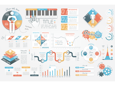 Infographic Elements (14) ai eps gear graph human infographic infographics pie scheme timeline unique vector