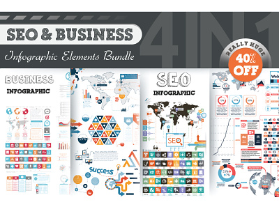SEO & Business Infographic Bundle adobe bundle business icons idea illustrator infographic map presentation seo vector world