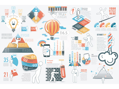 Human Infographic (Part 2) balloon bundle business human infographic presentation risk rocket set startup template tool