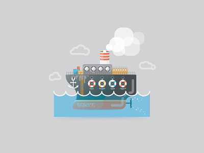 Rescue And Salvage Ship - Infographic Template aid business cloud infographic lifebuoy military ocean rescue salvage sea ship vessel