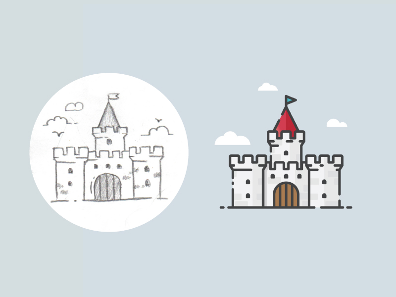 infographic icons castle