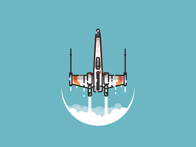X-Wing starfighter illustration fighter icon illustration outline pictogram space star wars starfighter starwars vector x wing xwing