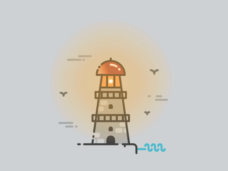 Lighthouse outline illustration (animated version) 2d animation building design flat icon illustration light lighthouse marine motion motion design sea vector