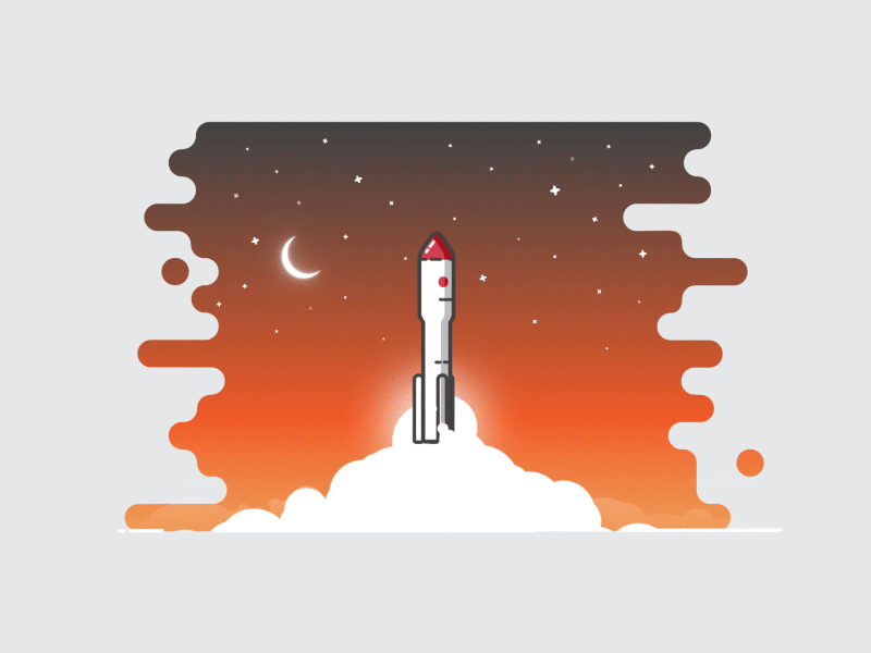 Rocket launch (animated version) by Andrew Kliatskyi on Dribbble