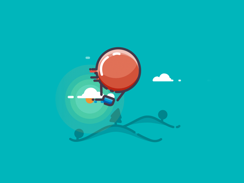 When the wind is to strong 2d animation balloon design forest hot air balloon illustration landscape minimalistic motion motion design vector