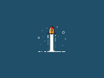 Rocket launch - minimalistic version design flat icon illustration lineart minimalistic outline rocket rocket launch space stars vector