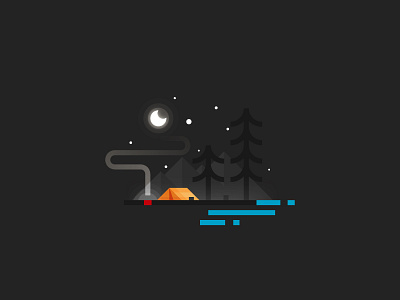 Adventures - minimalist vector illustration 2d adventure camping flat forest minimalist nature outdoors river tent ui water