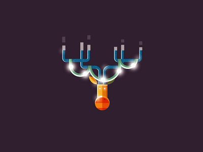 Christmas deer 2d christmas deer flat holiday horns illustration lights new year ui vector xmas