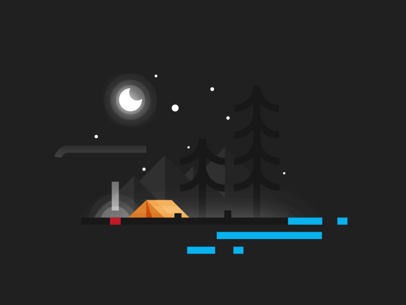Adventures - motion design 2d adventure animation camping flat forest motion design nature outdoors river tent ui