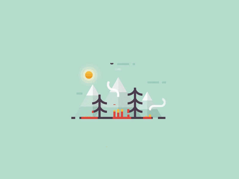 The forest is on fire - motion design 2d animation design fire flat forest motion motion design nature outdoors smoke ui