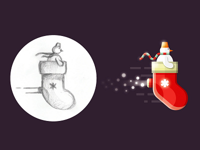 Snow machine - from sketch to result 2d character christmas design flat illustration illustrator sketch snow snowman ui xmas