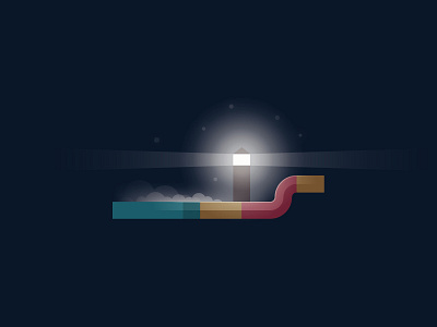 Lighthouse - minimalist illustration 2d icon illustration landscape light lighthouse nature night ocean outdoors stars ui