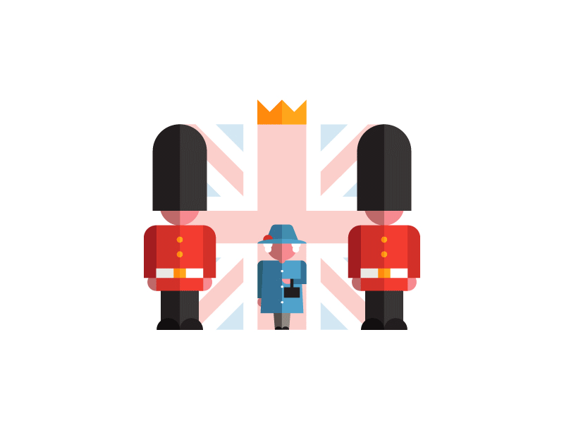 Her Majesty The Queen - from sketch to result animation design elizabeth gif great britain guard illustration minimalist motion queen uk vector