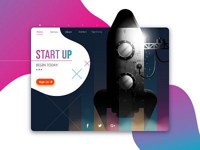 Start Up UI Experiment Design app design illustration landing page rocket space startup ui ux vector web