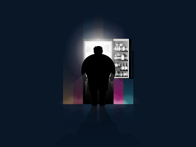Late Night Eating design food fridge frost illustration illustrator light overweight realistic ui vector web