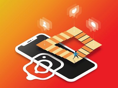 Endless Instagram Journey abstract apple design illustration instagram iphonex isometric like ui vector web