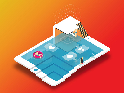 Pool Day abstract apple design illustration instagram ipad isometric like pool ui vector web