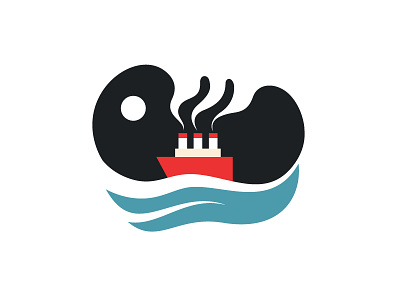 Steamer - minimalist illustration 2d boat clean icon illustration marine minimalist negative space ocean ship steamboat steamer