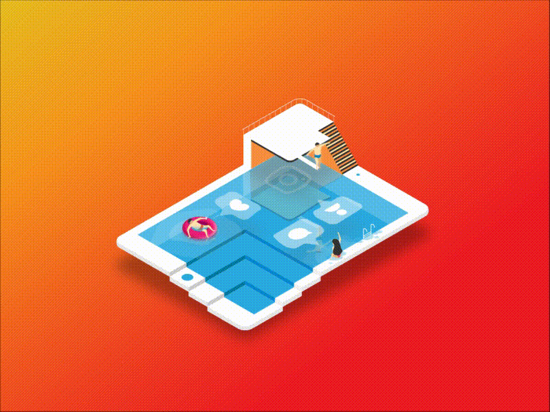Pool Day - Motion Design animation float gif holiday isometric motion motion design people pool summer vacation water