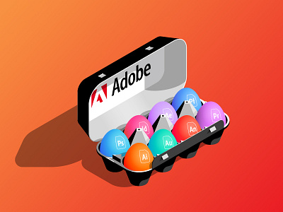 Adobe Eggs abstract adobe art concept design egg geometric illustration isometric vector visualization web