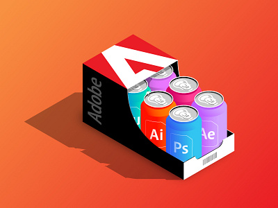 The Adobe Drinks - Unpack Your Creative Fuel adobe can colorful concept dimensional illustration drink illustration isometric shapes vector visualization web