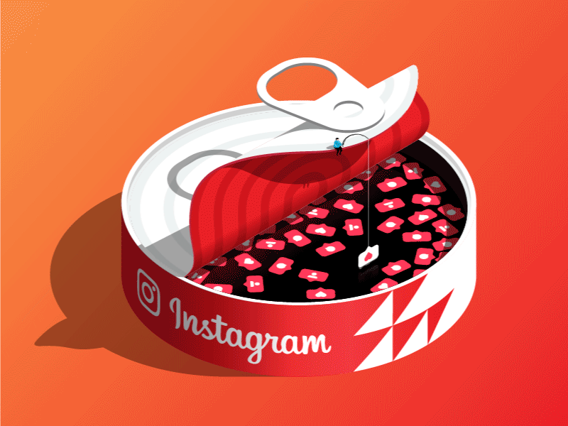 Instagramming - from sketch to result 2.5d canned food character design fishing food graphic design illustration instagram isometric like marketing process sketch social media vector vector design