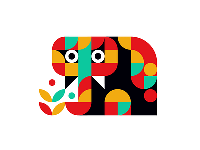 Baby Elephant 2d abstract bright design elephant flat geometric geometric art graphic design icon illustration minimal minimalist nature ornament pattern shape simple vector vibrant