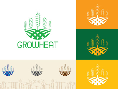 GROWHEAT- Logo design agricultural agriculture branding cereal crop cultivation design eco ecology logo mark elegant farm farmer logo template field food identity grain green logotype growth harvest health plant healthy nature