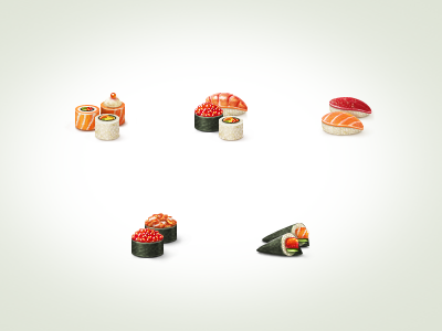 Sushi icons by Halo UI/UX on Dribbble