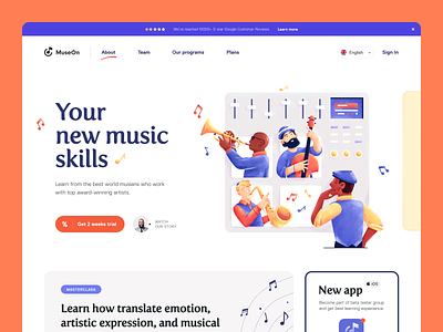 MuseOn Website business colourful design entrepreneur halo halo lab interface music music website musical education service startup ui ux web website