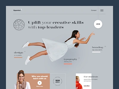 Uppmind Website e learning education interface service skills startup students teachers typography ui ux web website