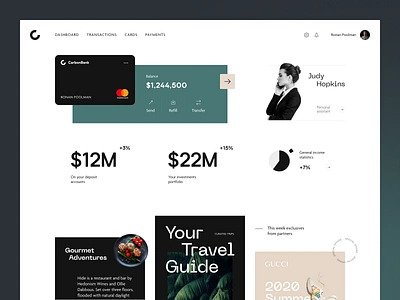 Carbon Banking Dashboard bank banking economical finance financial interface money service startup ui ux web website