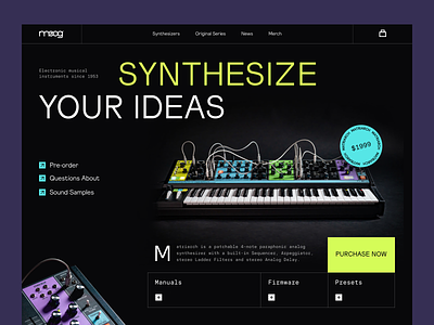 Mogg Synthesizers electro interface music musician service square startup synthesizer tool ui ux web website