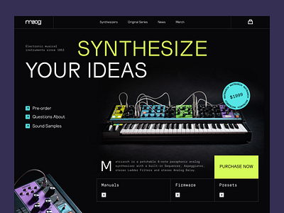 Mogg Synthesizers electro interface music musician service square startup synthesizer tool ui ux web website