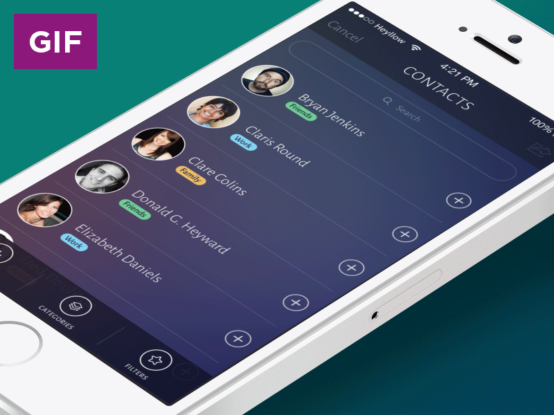 Contacts Screen Animation animation app application contacts flat ios ios 7 ui ux