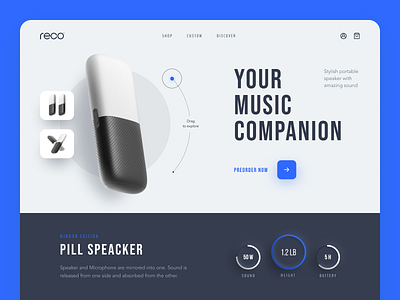 Pill Speaker Website interface product service startup ui ux web website