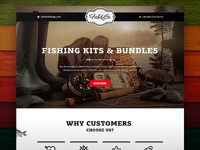Fish&Go Landing page e commerce fishing landing onepage page ui web