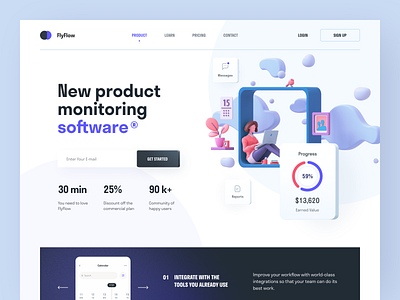 Fly Flow interface product service startup ui ux website