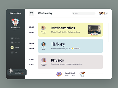 Virtual School Dashboard design interface product service startup ui ux web website
