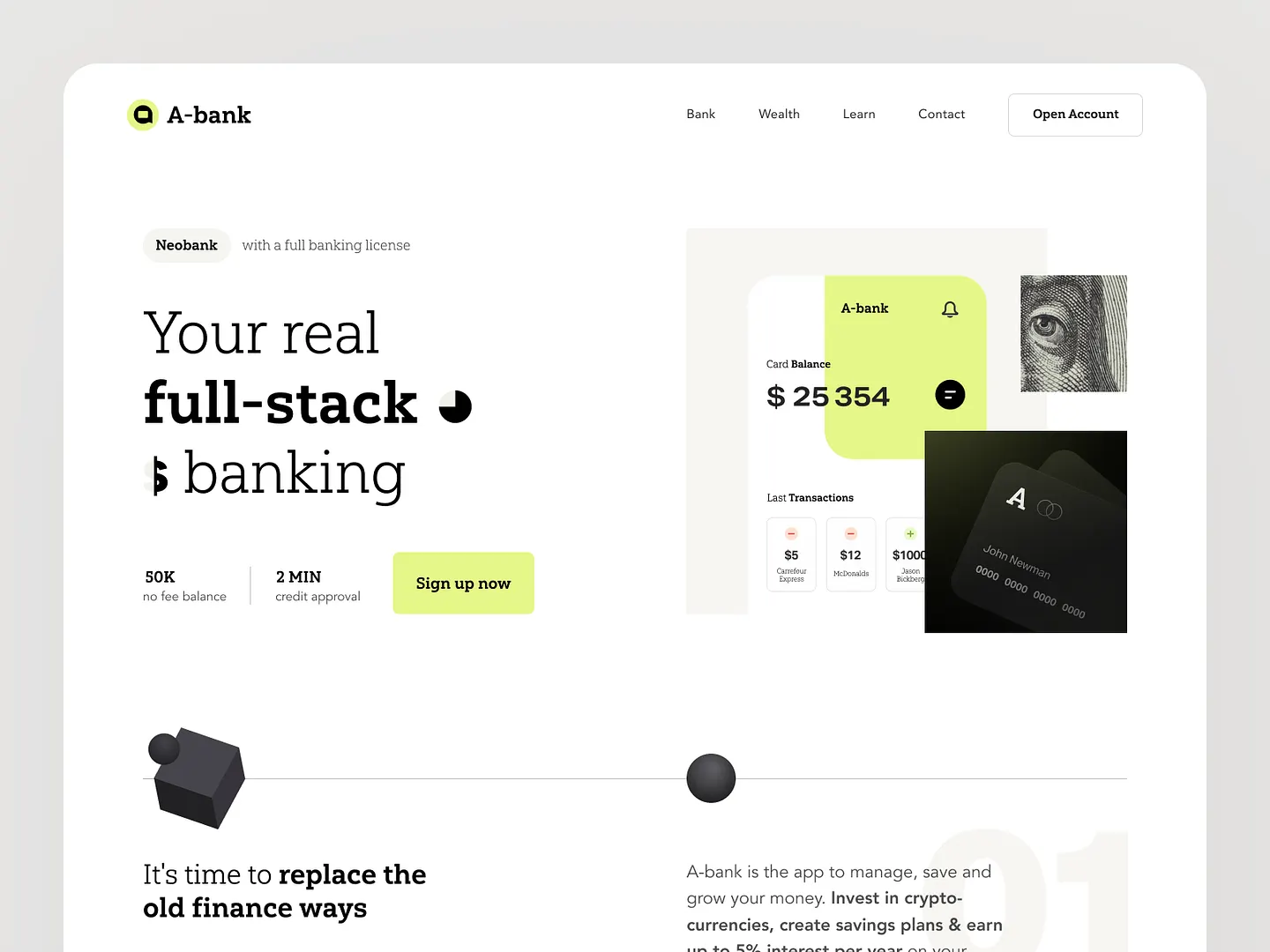 Modern Bank Website Design: A-bank