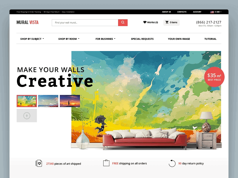 Mural Art Slider Concept animation design ecommerce interactions slider ui