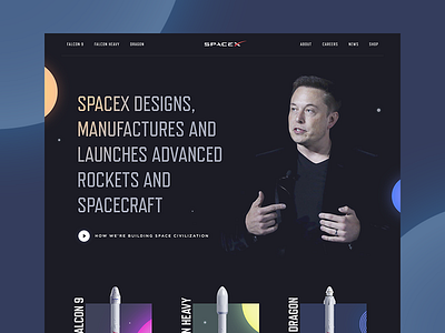 SpaceX Redesign Concept interface planet space spacex star ui web website