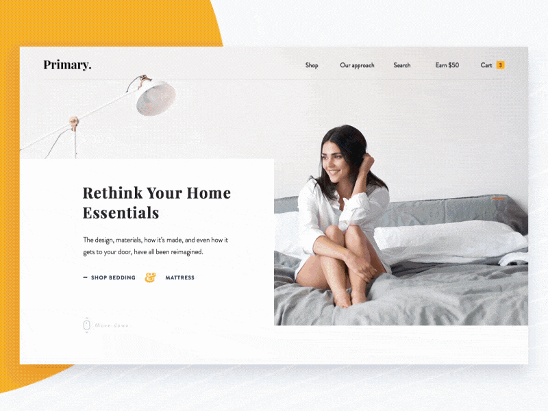 Primary Homepage bedding clean design ecommerce halo mattress product ui ux web white