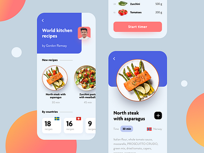Chef Taste App color concept design flat food icon illustration interface mobile platform recipe type typography ui ux