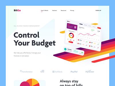 BillGo Website business colourful design enterprise entrepreneur financial financial management financial service halo halo lab money startup website