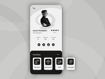Daily UI - User Profile black black and white black ui clean design profile trend 2021 ui uiux user experience user interface user profile ux