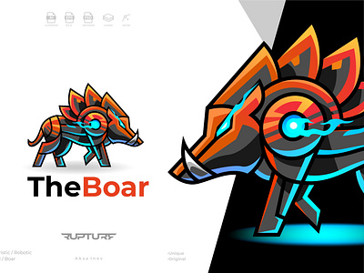 robotic, mecha, futuristic, Boar logo style design adobe illustrator animal animal art animal illustration animation branding crypto design graphic design illustration logo