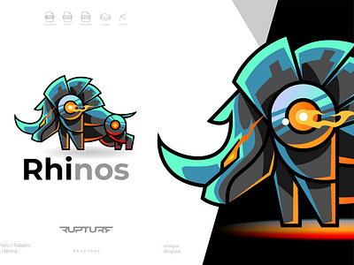 robotic, mecha, futuristic, Rhino logo style design Illustration