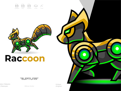 robotic, mecha, futuristic, Raccoon logo style design animal animal art cyber emblem futuristic logo robot robotic